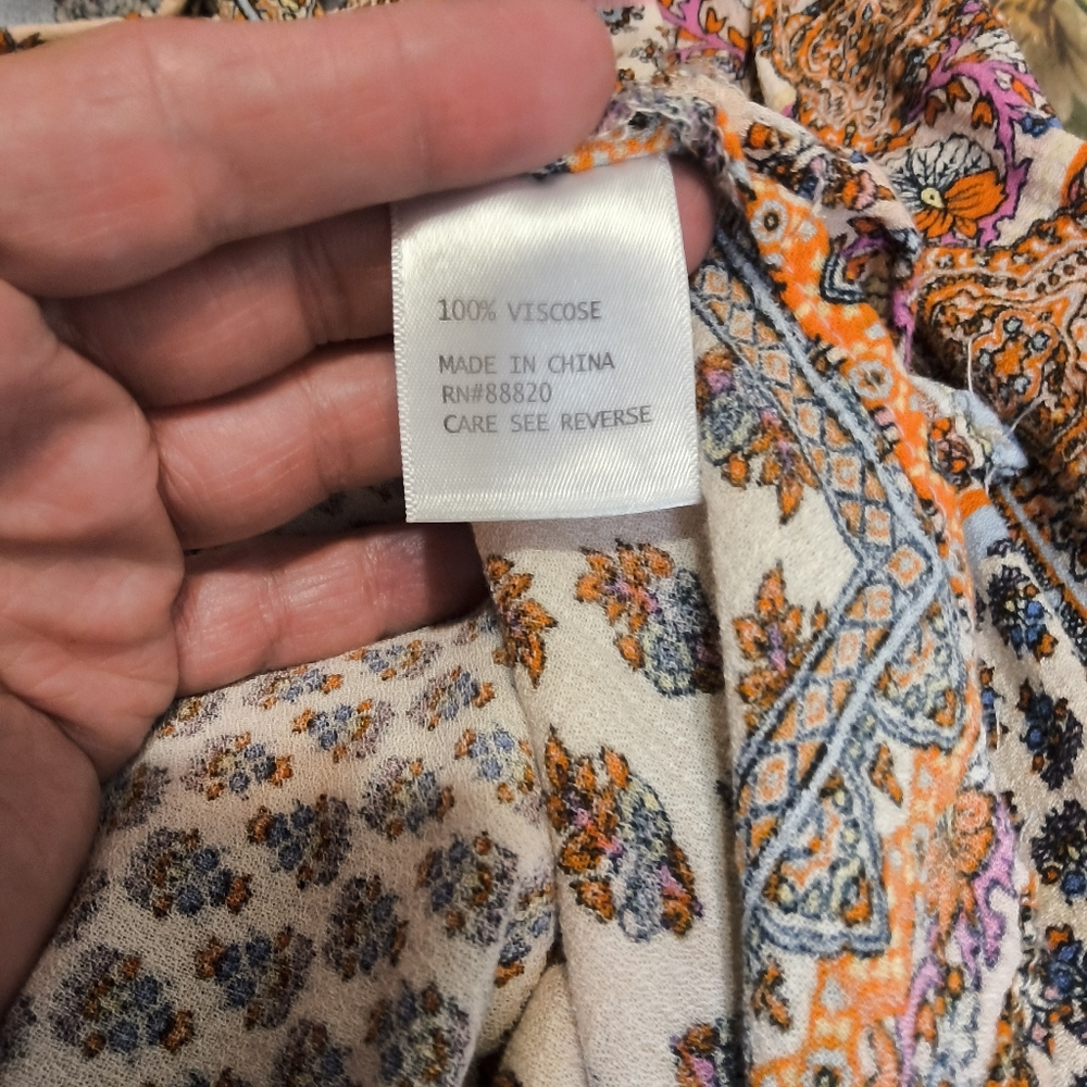 Boho Patchwork V-Neck Blouse In Soft Neutrals - image 3